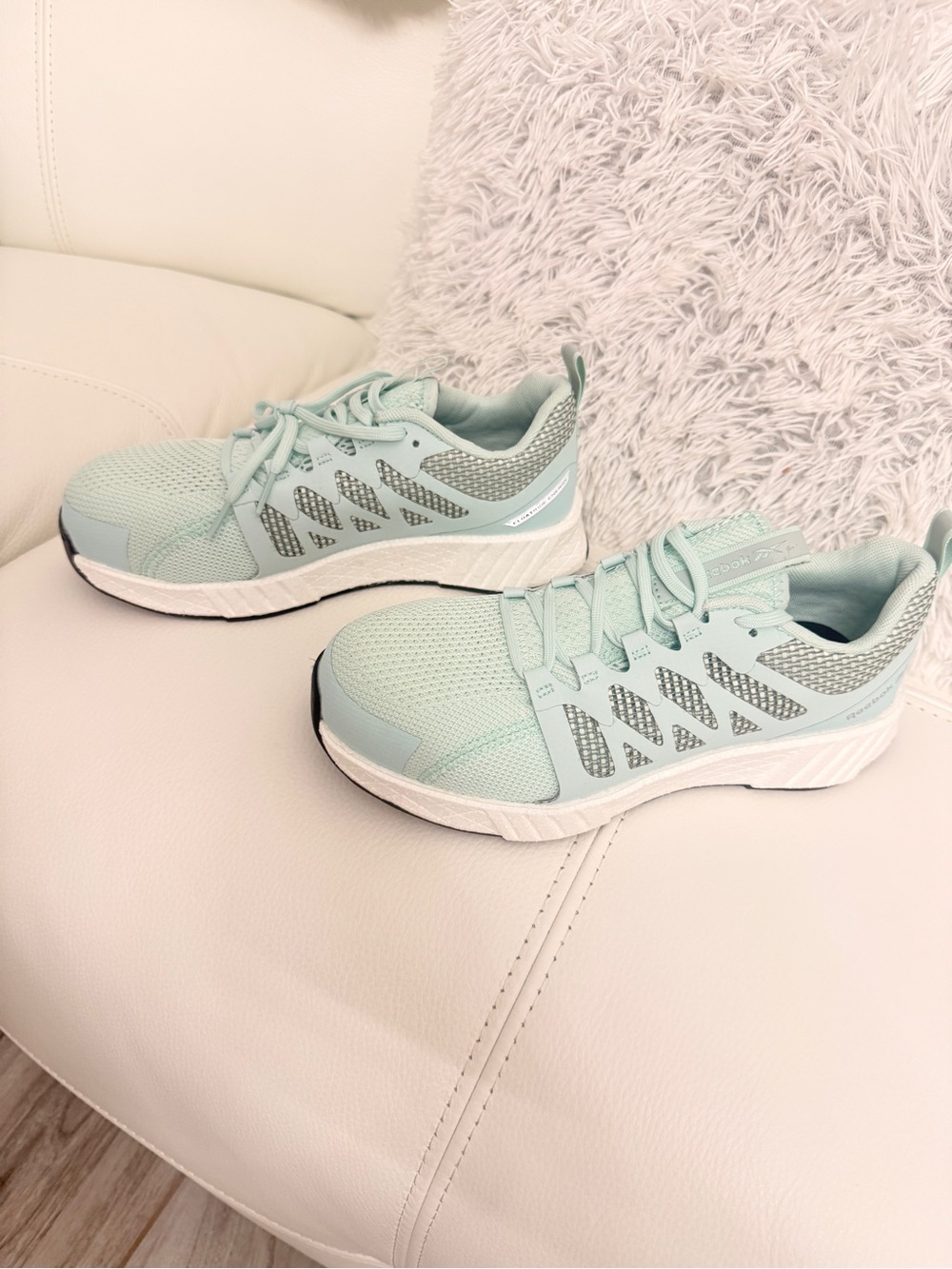 Reebok Women's Mint Green Knit Running Sneakers (Steel Toe/work approved)